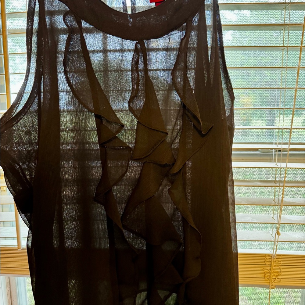 Chic Black Sheer Blouse with Ruffles